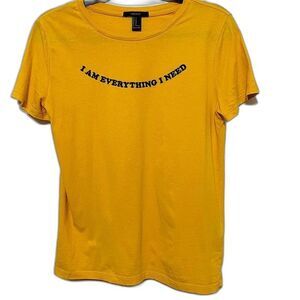 Forever 21 Yellow tee short sleeve I am everything I need top size M streetwear